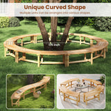 Tangkula Patio Curved Bench Solid Wood Fire Pit Bench