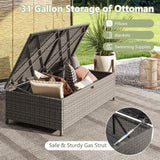 Tangkula Outdoor Rattan Daybed, Wicker Loveseat & 31 Gallon Storage Ottoman w/Soft Cushions