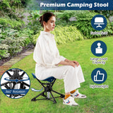 Tangkula Folding Camping Stool 360° Swivel Hunting Chair with Anti-Sink Feet