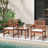 Tangkula 3-Piece Patio Furniture Set, Outdoor Bistro Set w/2 Seat Cushions, Coffee Table