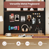 Tangkula Desktop Bookshelf Multipurpose 2-Tier Desk Hutch with Pegboard