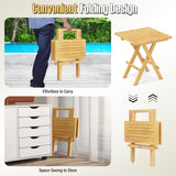 Tangkula Patio Folding Side Table, Teak Wood Square Coffee Table