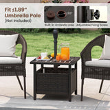 Tangkula Outdoor Side Table with 1.93" Umbrella Hole