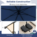 Tangkula 10 FT Solar Cantilever Patio Umbrella with Base