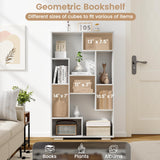 Tangkula Geometric Bookshelf, 47 Inch Tall Bookcase with Multiple Open Shelves