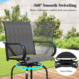 Tangkula Outdoor Swivel Bar Stools, Bar Height Tall Patio Chairs with Armrests & High Back