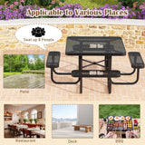 Tangkula 8 Person Picnic Table, Square Commercial Grade Outdoor Picnic Table with 4 Built-in Benches