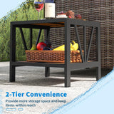 Tangkula Outdoor Side Table with 1.57” Umbrella Hole