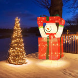 Tangkula Lighted Snowman in Gift Box Christmas Decoration