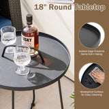 Tangkula Outdoor Side Table with Handle, 18" Round Small Coffee Accent Table for Indoor & Outdoor