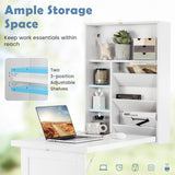 Tangkula Foldable Wall Mounted Desk, Floating Desk with Storage Shelves & Hooks