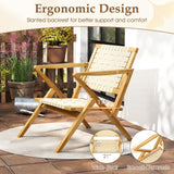 Tangkula Teak Wood Outdoor Dining Chair for Living Room