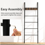 Tangkula Blanket Ladder, 5-Tier Ladder Shelf with 5 Removable Hooks