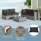 Tangkula 5-Piece Outdoor Patio Sectional Sofa Couch