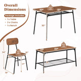 Tangkula Dining Table Set for 4(Set for 4 with bench)