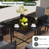 Tangkula 9 Pieces Patio Dining Set with PE Rattan Chairs