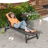 Tangkula Patio PE Rattan Chaise Lounge, Outdoor Recliner