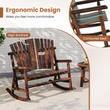 Tangkula 2 Person Wood Outdoor Rocking Chair