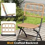 Tangkula 3 Piece PE Rattan Portaable Patio Round Dining Table and 2 Chairs