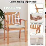 Tangkula Wooden Patio Chair Outdoor Dining Armchairs w/Soft Cushion & Breathable Backrest
