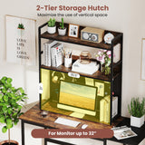 Tangkula Desktop Bookshelf Multipurpose 2-Tier Desk Hutch with Pegboard