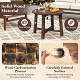 Tangkula Patio End Table with Solid Wood Structure
