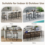 Tangkula Patio Bar Chairs, Heavy-Duty Metal Frame Bar Stools w/Backrest, Indoor Outdoor Barstools