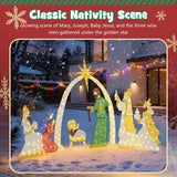 Tangkula 7 Pieces Large Christmas Lighted Nativity Scene Set