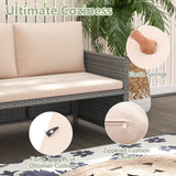 Tangkula Outdoor Rattan Daybed, Wicker Loveseat & 31 Gallon Storage Ottoman w/Soft Cushions