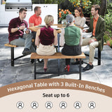 Tangkula 6 Person Acacia Wood Picnic Table