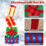 Tangkula 4 Ft Stackable Gift Boxes Set of 4 Stacked Christmas Present Boxes