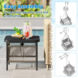Tangkula Outdoor PE Rattan Side Table with 1.57” Umbrella Hole