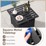 Tangkula Outdoor Table with Umbrella Hole, Rattan Umbrella Stand Table