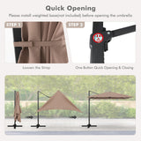 TANGKULA 9.5 FT Cantilever Patio Umbrella, Outdoor Square Offset Umbrella with 360-degree Rotation