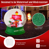 Tangkula 4.2 FT Christmas Inflatable Santa Snow Globe, Light Up Crystal Ball with Santa, Snowman & Road Sign
