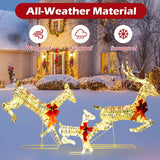 Tangkula 3-Piece Outdoor Christmas Lighted Reindeer Family Set, Light up Xmas Deer Decorations ( 3.4 FT+3.1 FT+1.6 FT )