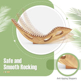 Tangkula Outdoor Chaise Lounge Chair, Acacia Wood Rocking Sun Lounger with Slatted Backrest and Seat