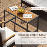 Tangkula 4 Piece Patio Conversation Set, with Heavy Duty Solid Acacia Wood Armrests & Tabletop