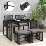 Tangkula 5 Pieces PE Wicker Patio Dining Set