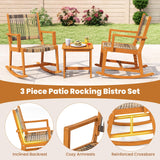 Tangkula 3 Piece  Acacia Wood Rocker Bistro Set