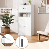 Tangkula 44” Tall Bookshelf with Doors 5-Tier Floor Standing with 2 Cabinets & Compartment