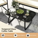 Tangkula Outdoor Conversation Set with Tempered Glass Coffee Table
