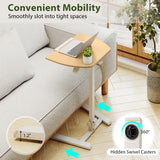 Tangkula Mobile Overbed Bedside Table with Wheels