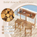 Tangkula Acacia Wood Balcony Table Set