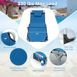 Tangkula Tanning Chair, Outdoor Folding Beach Lounge Chair with Face Hole