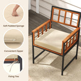 Tangkula Acacia Wood Patio Chairs Set of 6