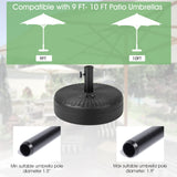 Tangkula Fillable Umbrella Base Stand, Water & Sand Filled 66 lbs Heavy-Duty Patio Umbrella Weighted Stand