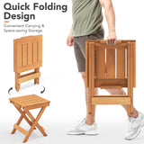 Tangkula Outdoor Folding Side Table, Hardwood Patio Bistro Table with Slatted Tabletop & X-Shaped Legs