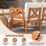 Tangkula 5/10 Pieces Acacia Wood Patio Furniture Set, Outdoor Sectional Conversation Set with Cushions
