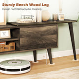 Tangkula Farmhouse TV Stand with 2 Wall Shelves